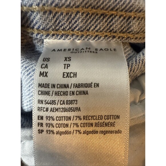 American Eagle AE Denim Jean Jacket Womens Size XS Cropped Distressed Y2K Grunge - Picture 9 of 11